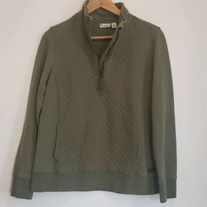 L.L. Bean green quilted quarter-zip sweatshirt